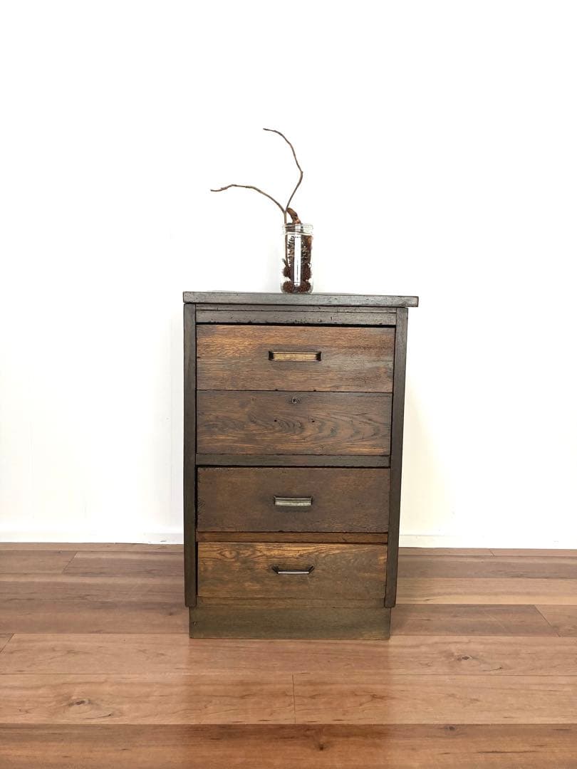 【メンテ済み】味のあるアンティークの木製引出し　 ベッドサイドテーブル　工具入れ