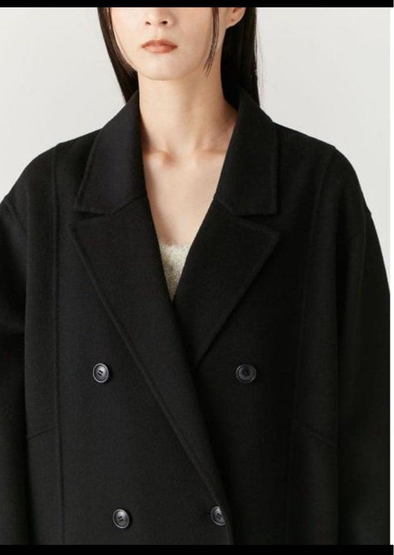 FRAY I.D ウールリバーダブルチェスターロングコート　ブラック