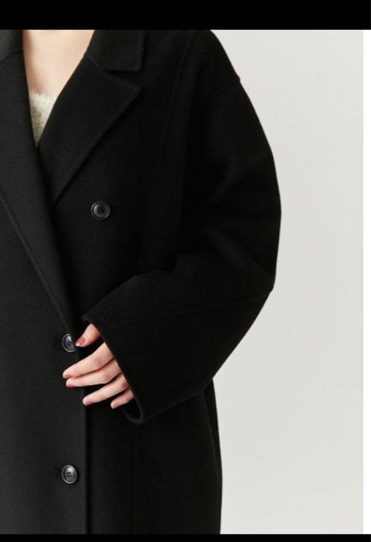 FRAY I.D ウールリバーダブルチェスターロングコート　ブラック