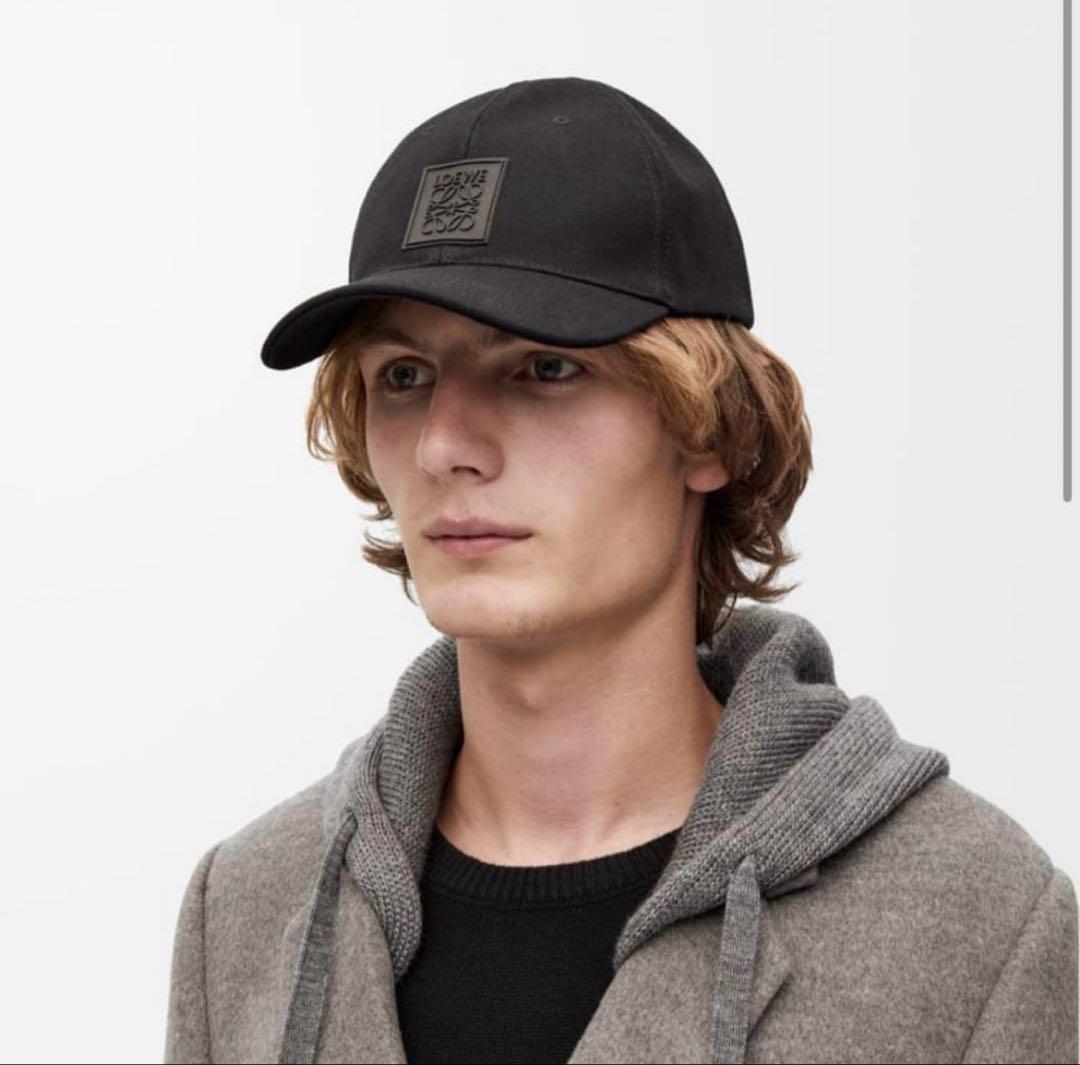【美品】LOEWE ロエベ キャンバス パッチ キャップ ブラック