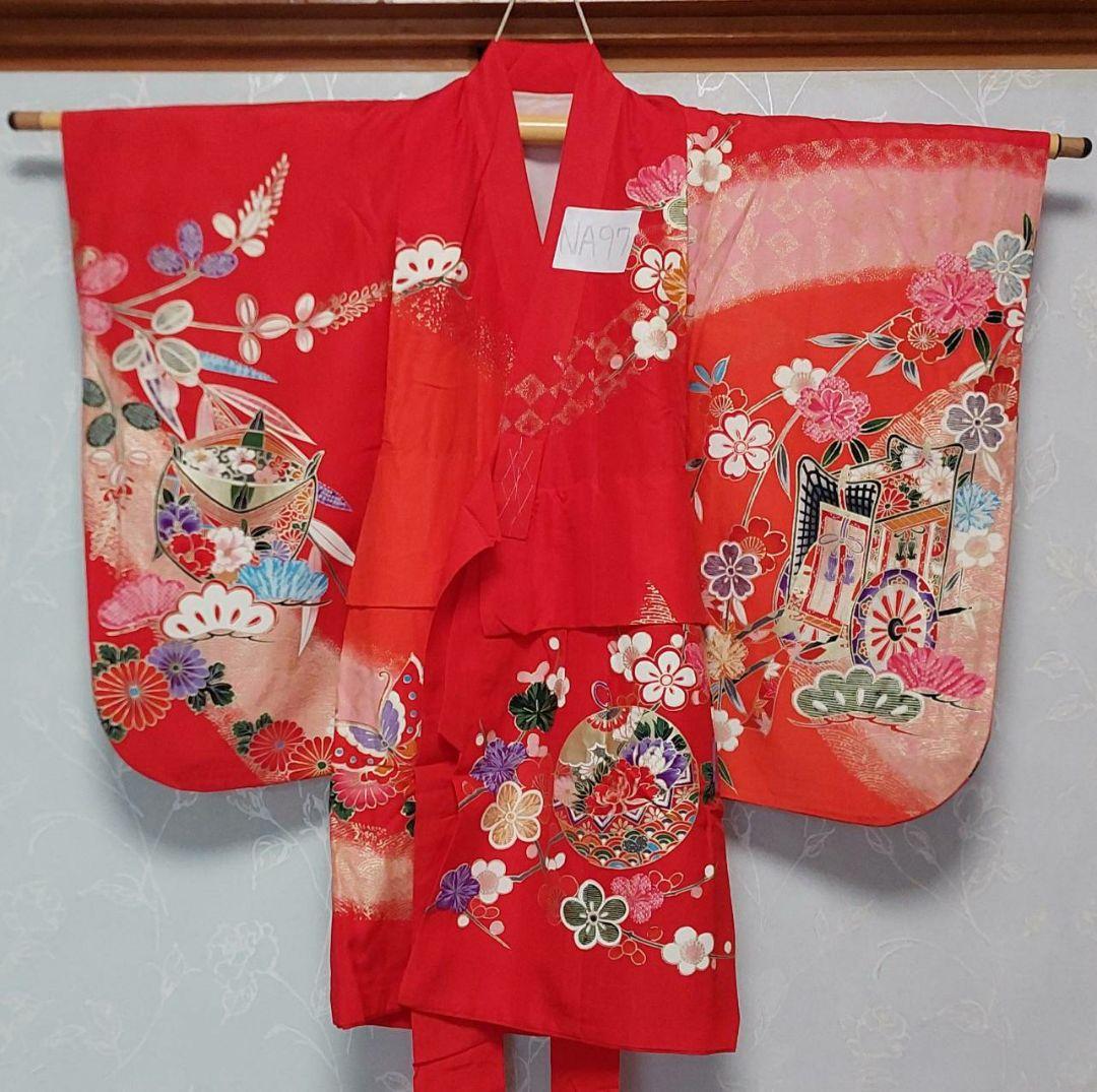 NA97.98アンティーク子供着物正絹七五三長襦袢付き着丈72センチ裄丈36セン