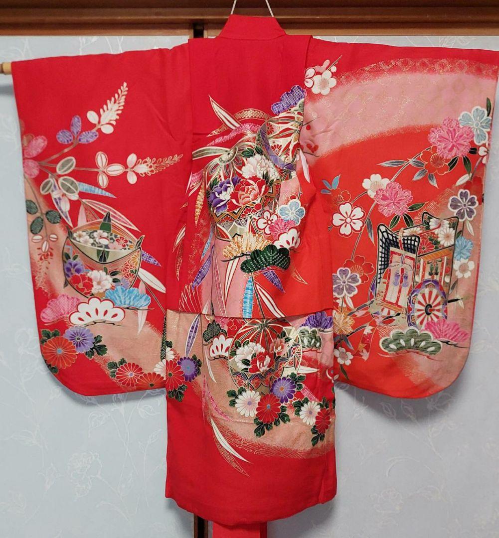 NA97.98アンティーク子供着物正絹七五三長襦袢付き着丈72センチ裄丈36セン