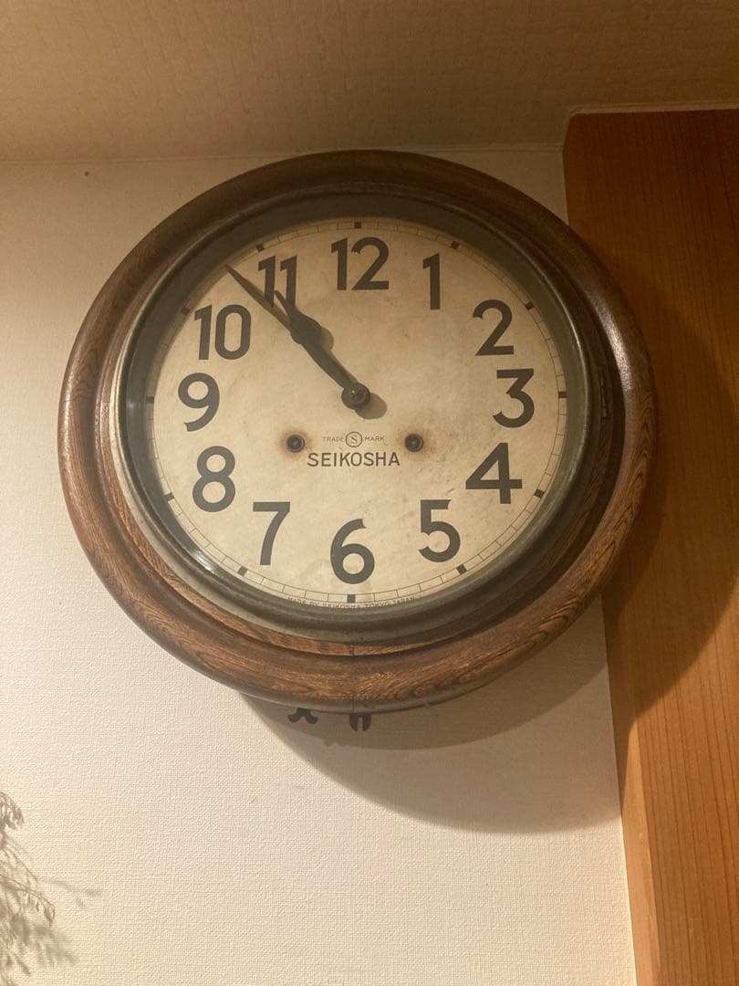 昭和レトロ SEIKOSHAゼンマイ式振り子時計 丸型　稼働品②