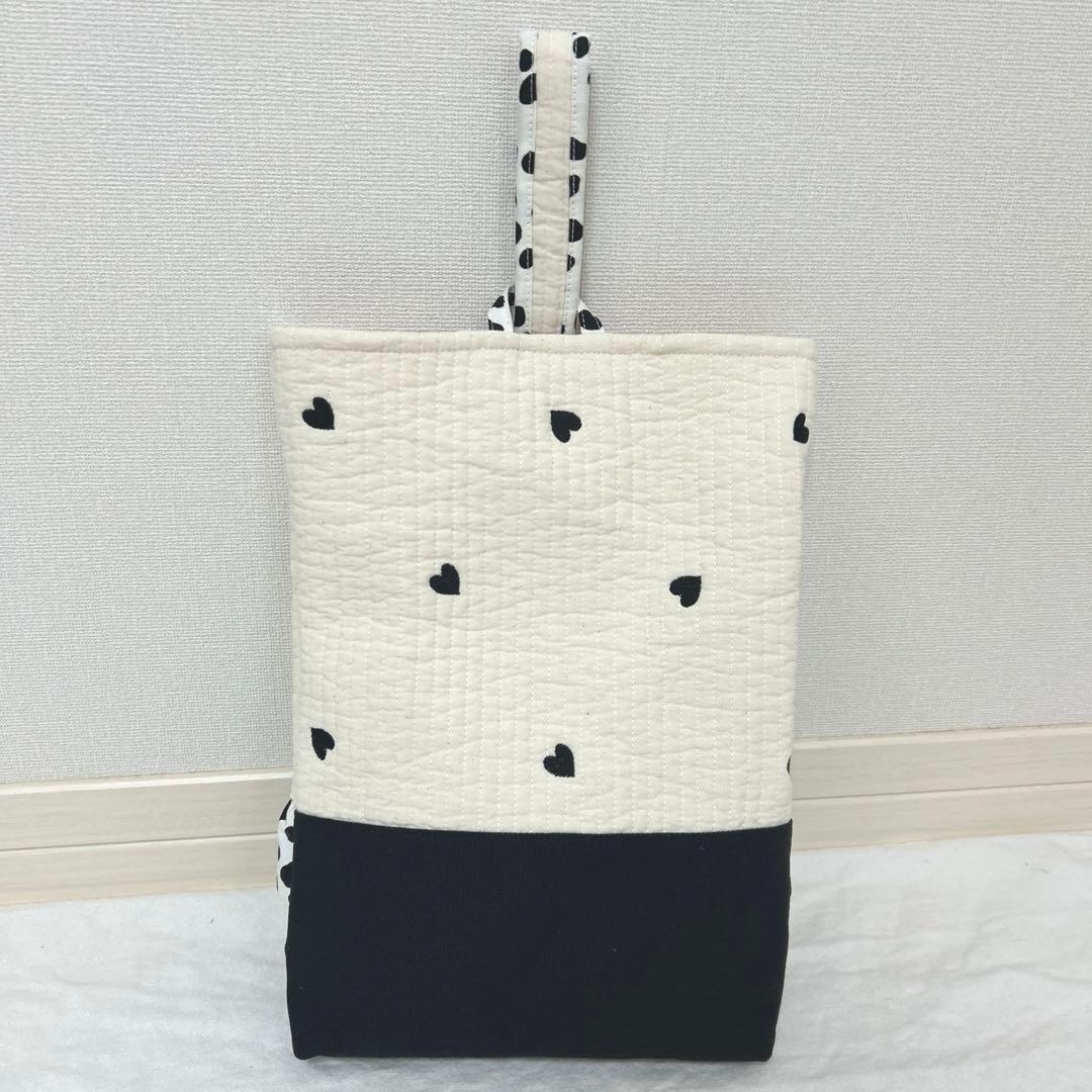 入園入学3点セット　【白地ハート×ダルメシアン】　手提げ　上靴袋　お着替え袋