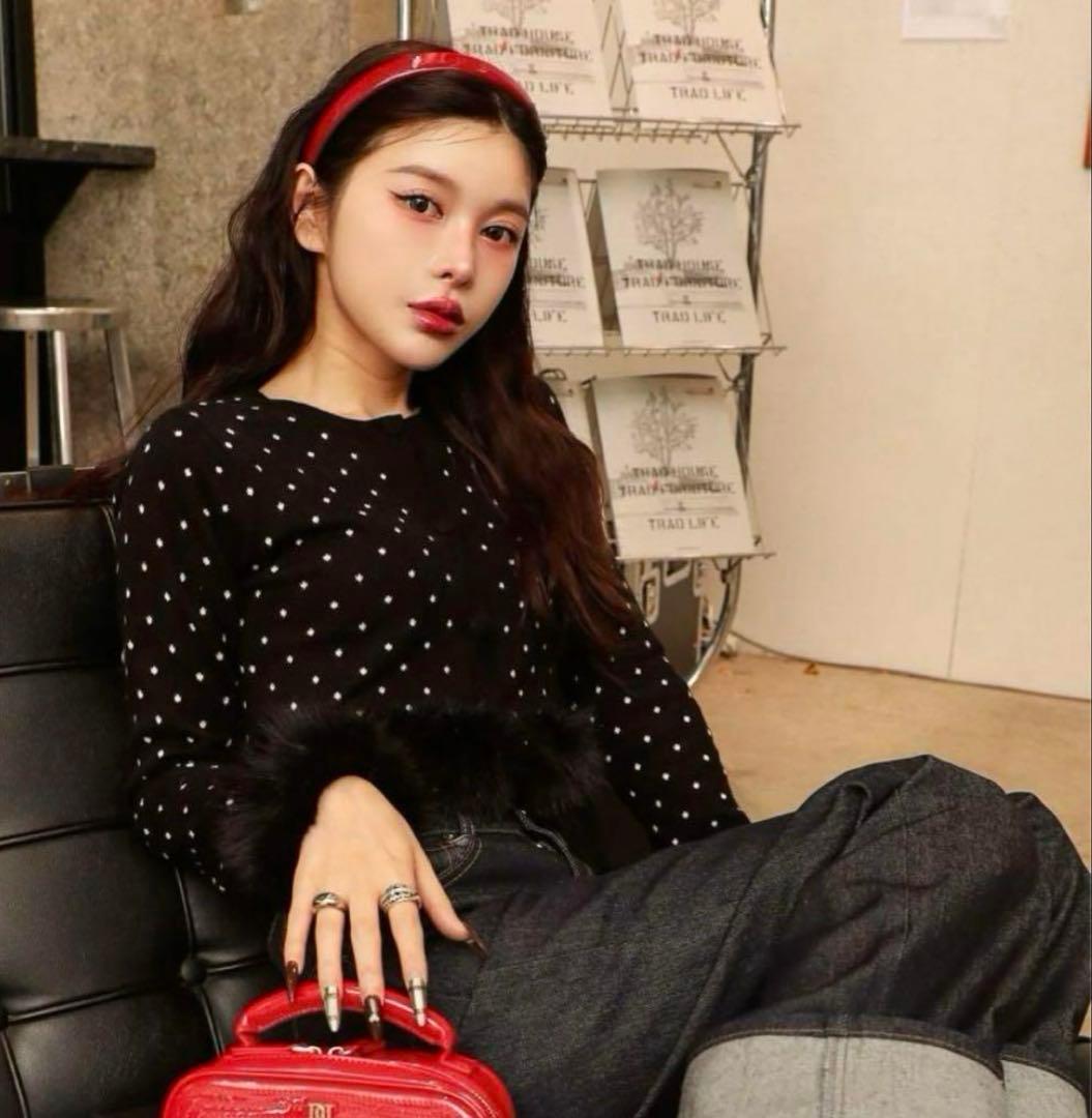 Darich ドットジャガードフェザーニットトップス