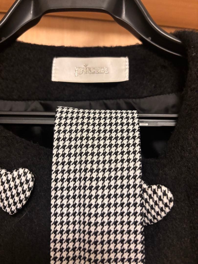 【値下げしました】pium ハートボタンリボンベルトシャギーコート