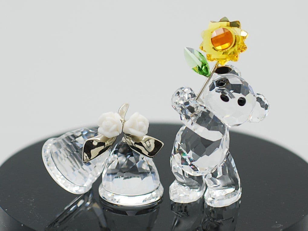 訳アリ品スワロフスキー クリスタル 置き物 2点セット ■ クリスベア 鈴 ベル