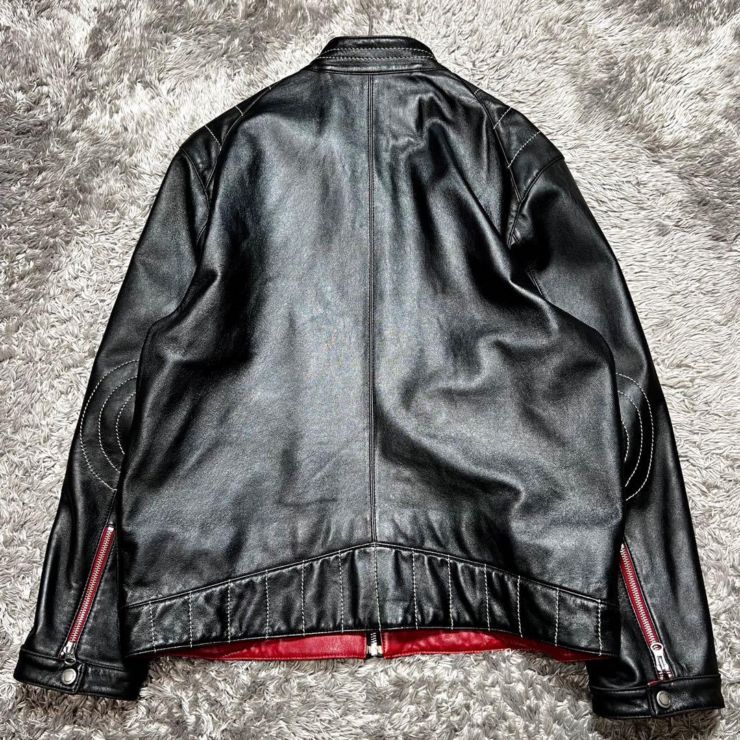 g-stage メンズ ラムレザー シングルライダースジャケット Lサイズ