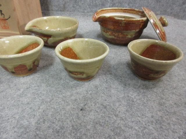 茶道具伊賀焼煎茶器セット箱入り [B25443]