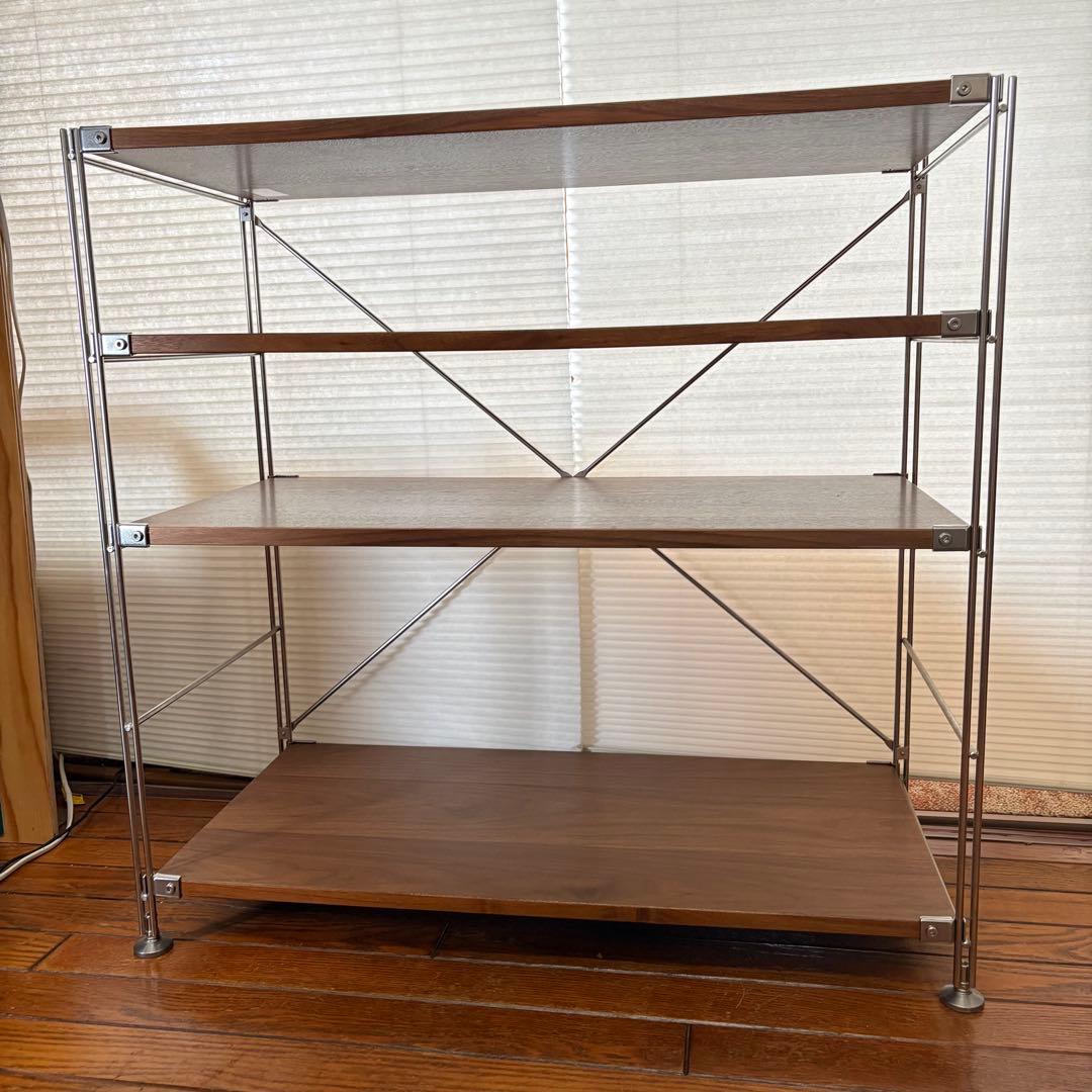 お値下げ中！無印 ユニットシェルフ ワイド 小 ウォールナット ＋追加棚1枚