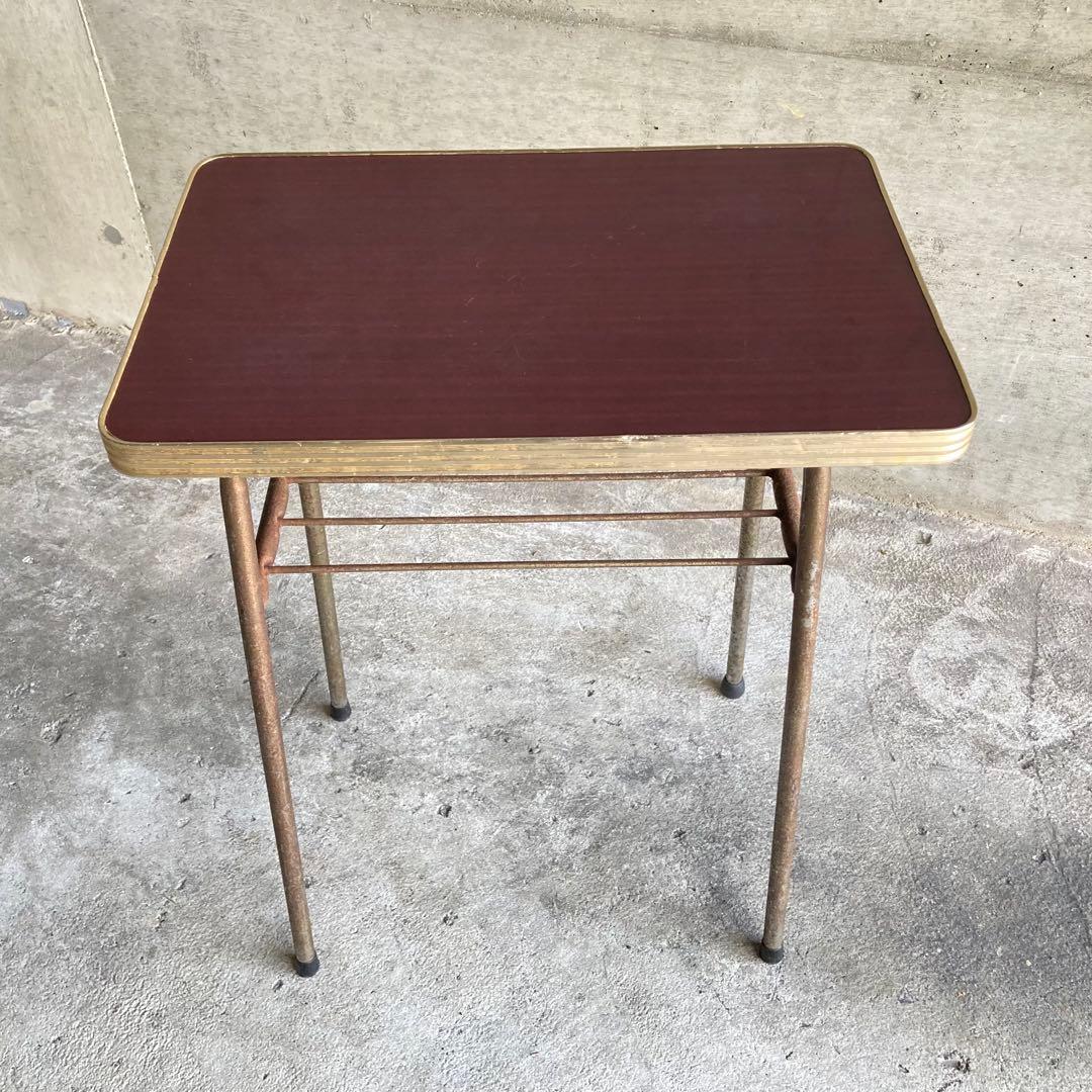 テーブル 机 ラック 台 棚付き アイアン シャビー 当時物 昭和レトロ