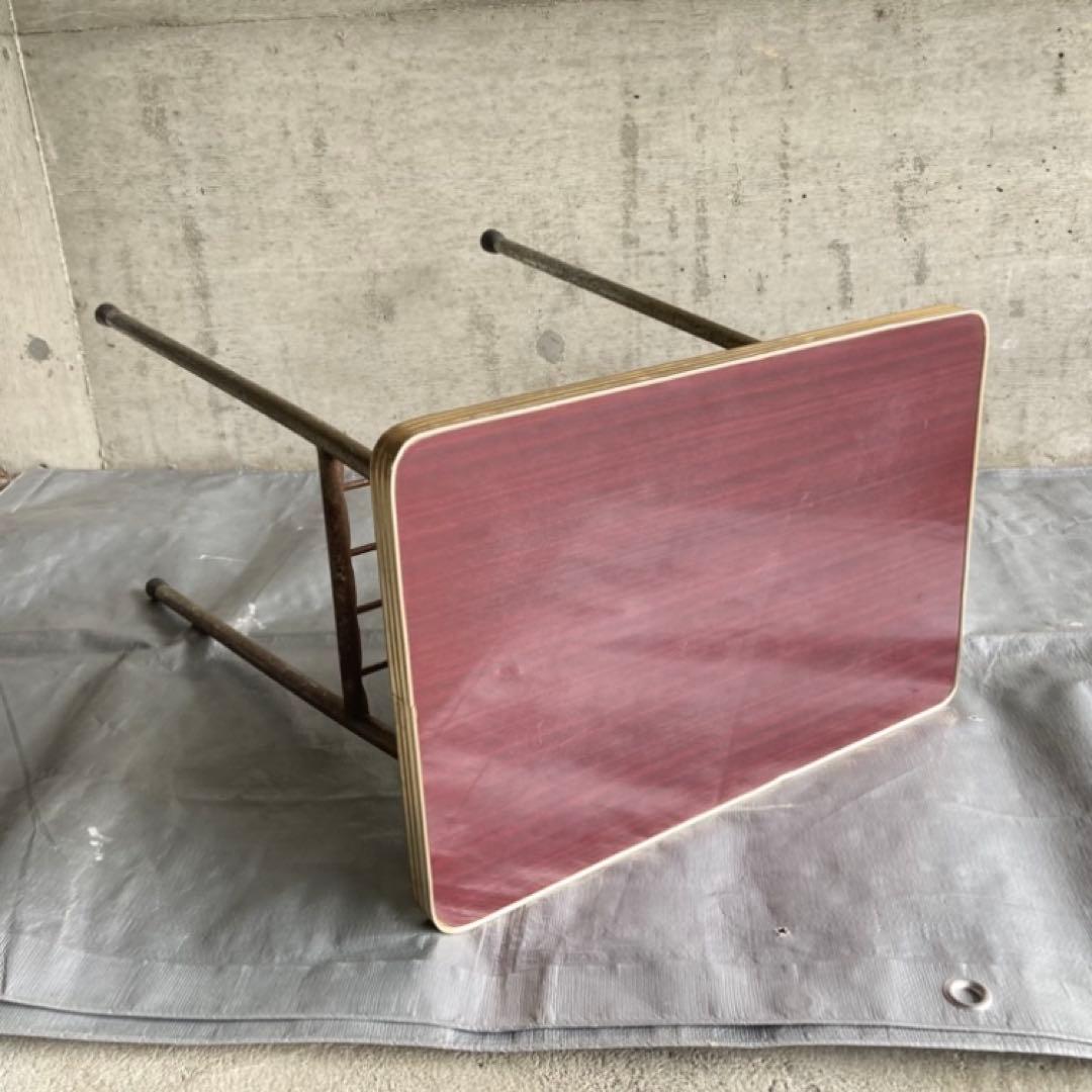 テーブル 机 ラック 台 棚付き アイアン シャビー 当時物 昭和レトロ