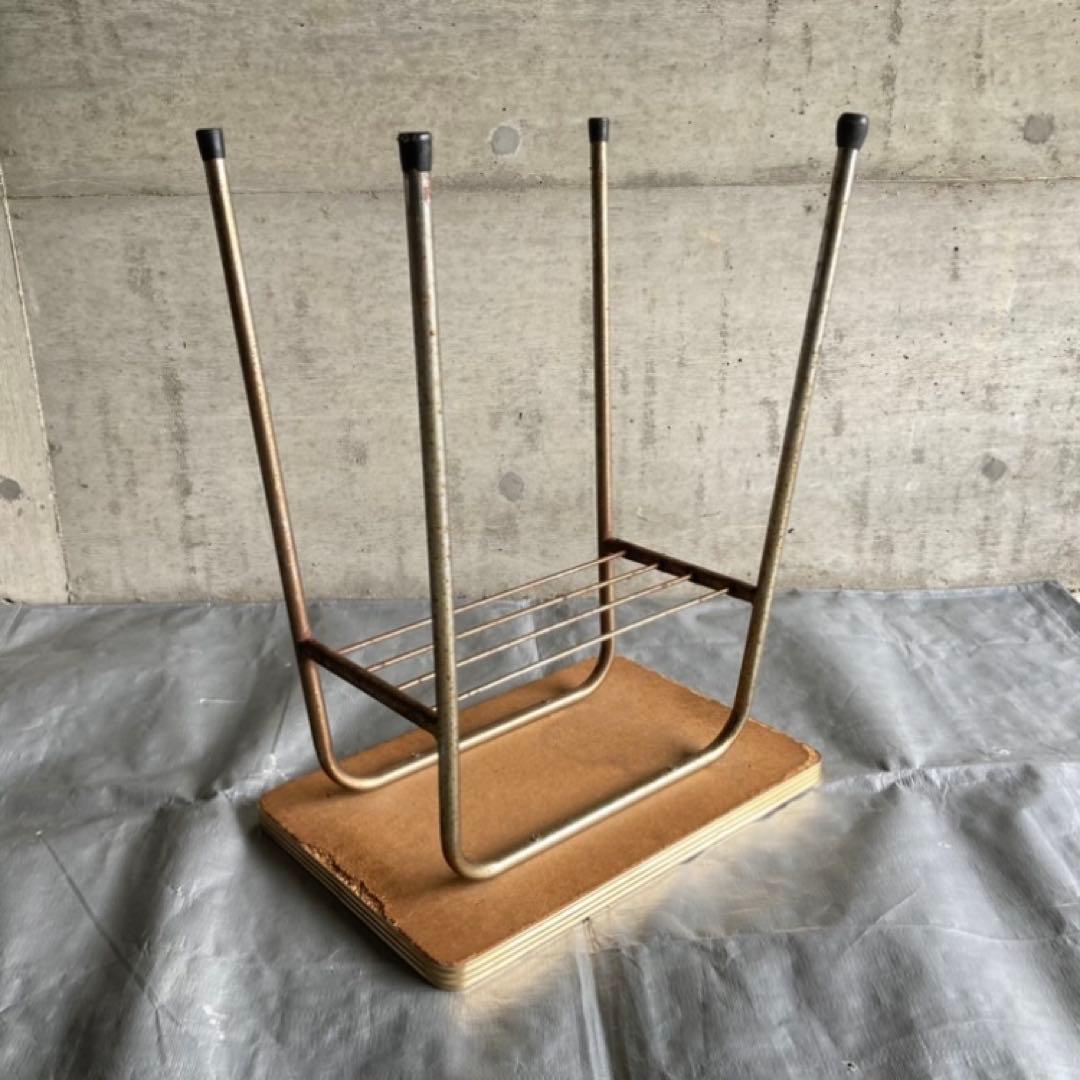 テーブル 机 ラック 台 棚付き アイアン シャビー 当時物 昭和レトロ