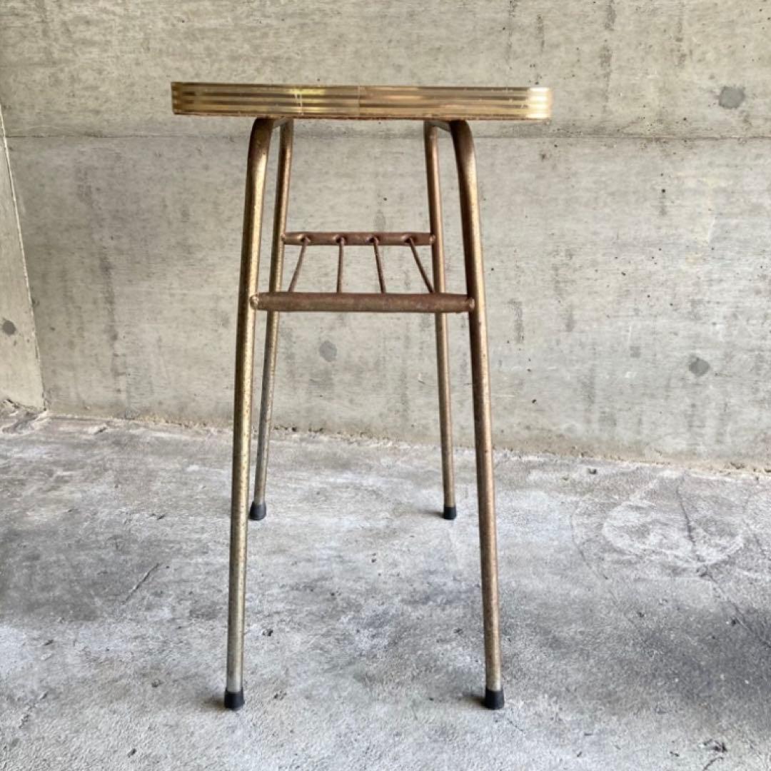 テーブル 机 ラック 台 棚付き アイアン シャビー 当時物 昭和レトロ