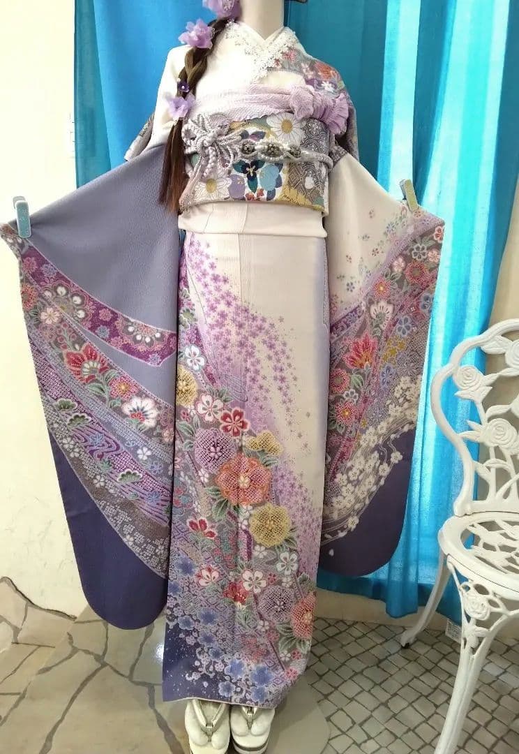 振袖フルセット、きもの友禅振袖、重ね衿、帯揚げ帯締め、西陣袋帯、襦袢、ガード加工