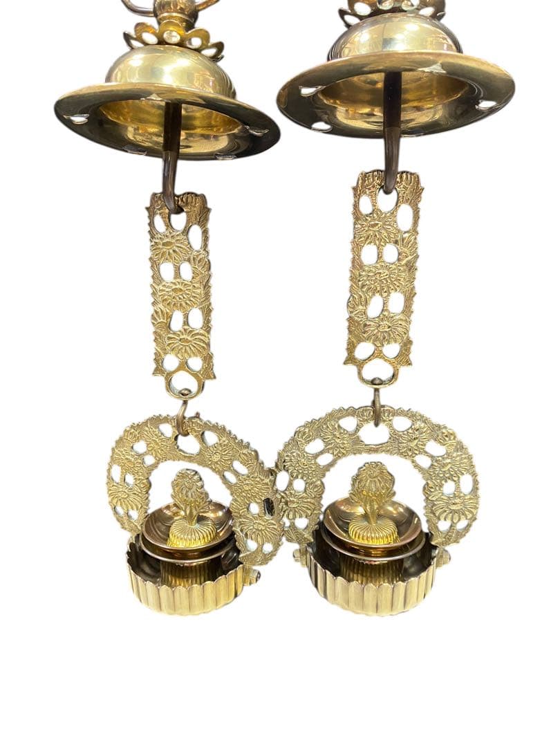 最高級本金メッキの菊リン灯　アンティーク