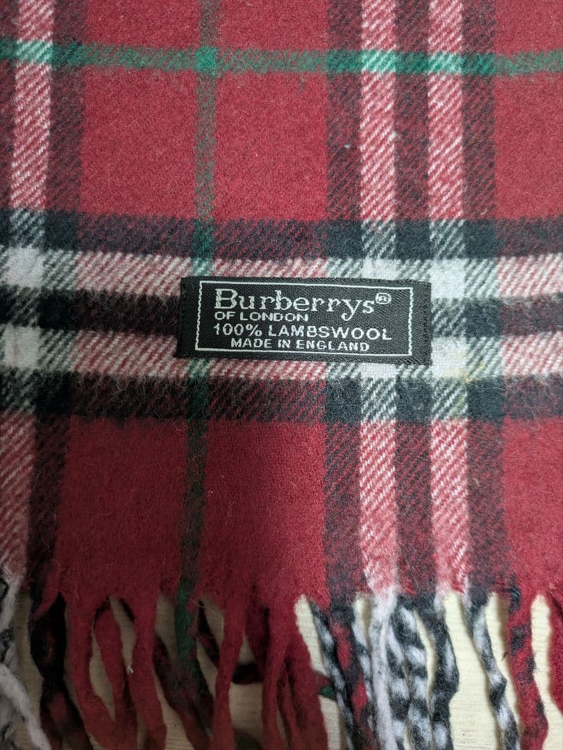 暖かいロングBurberrys チェック柄 マフラー 赤