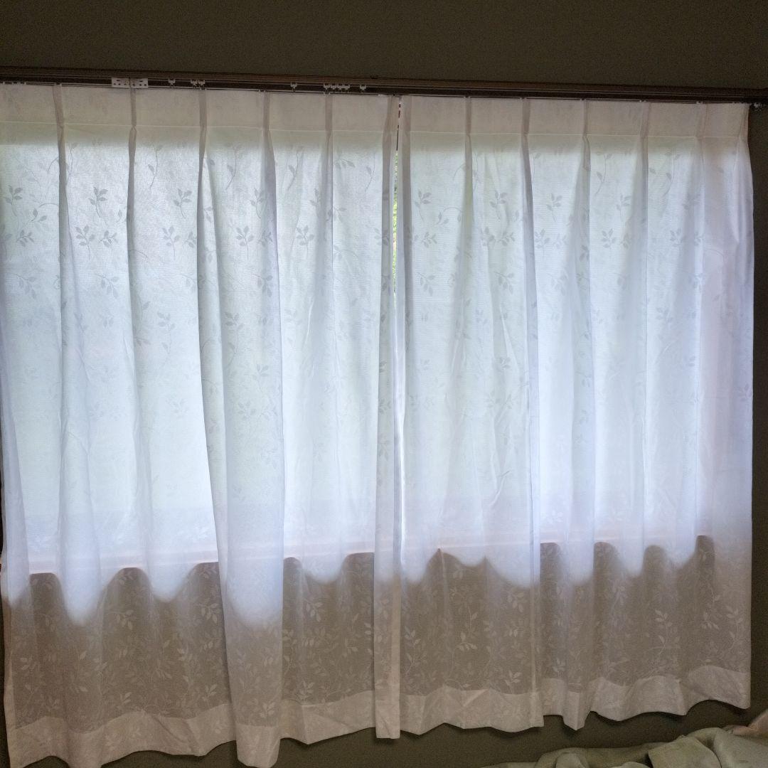 ⑬幅約90㌢×丈約158㌢(1枚)×2　両開き　遮光　レースドレープセット