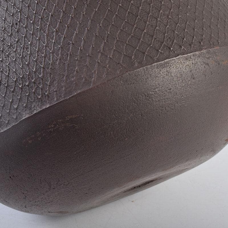 茶道具　釜師　畠春斎作　網地文　尻張釜　共布共箱　M　R9041B