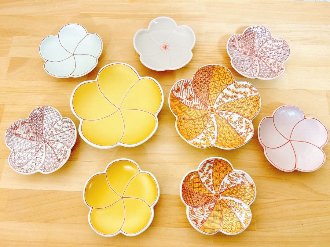 有田焼　幸楽窯　錦捻梅形小銘々皿　小皿　9点セット