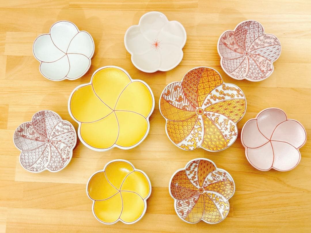 有田焼　幸楽窯　錦捻梅形小銘々皿　小皿　9点セット