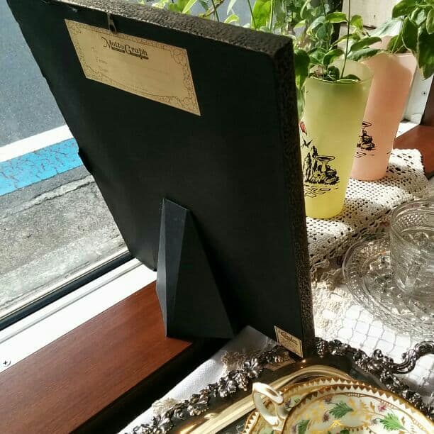 アンティーク　額入　ビンテージガラス　フレーム　ビンテージ　雑貨　ディスプレイ