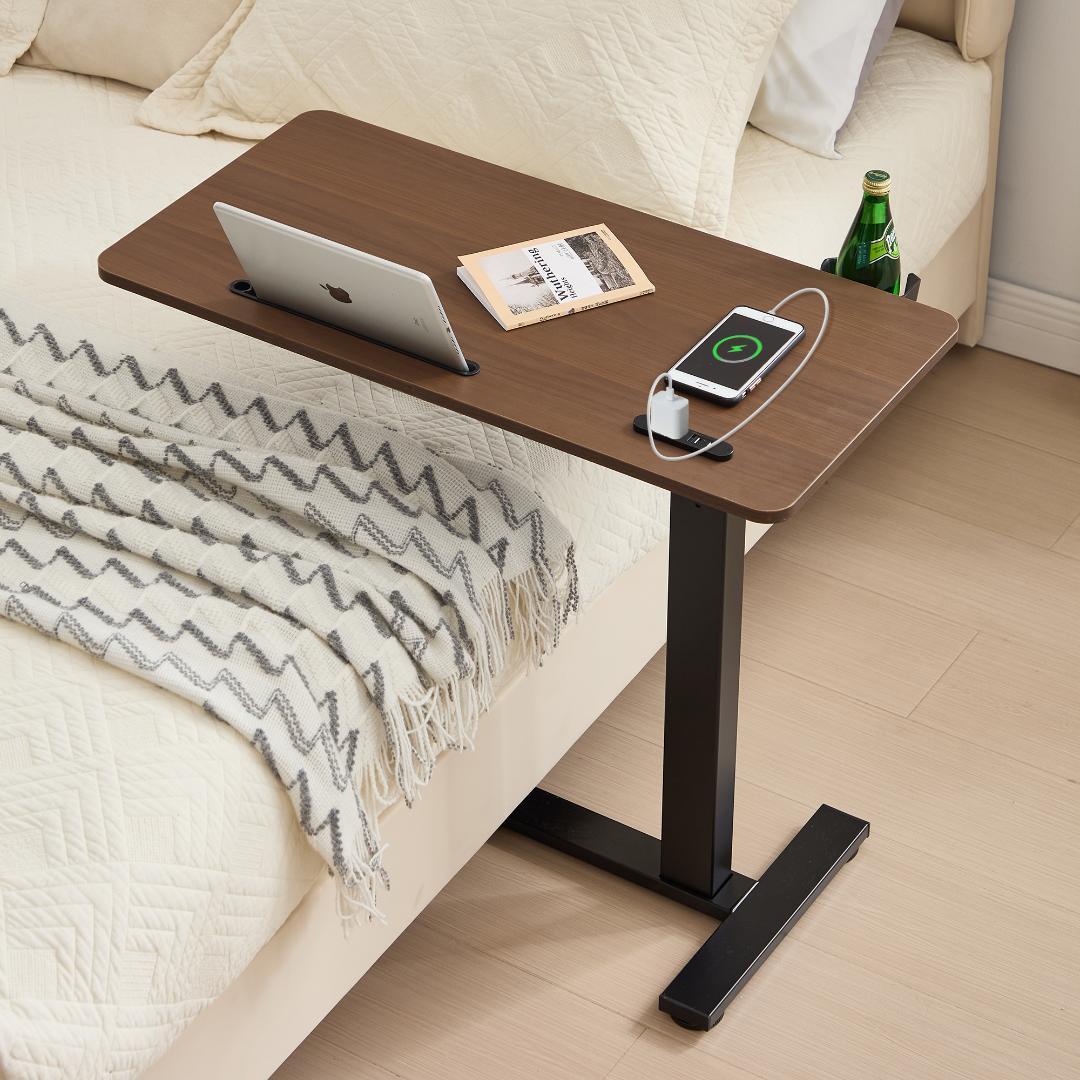 サイドテーブル ソファテーブル コンセント付き ipadホルダー 80x40cm