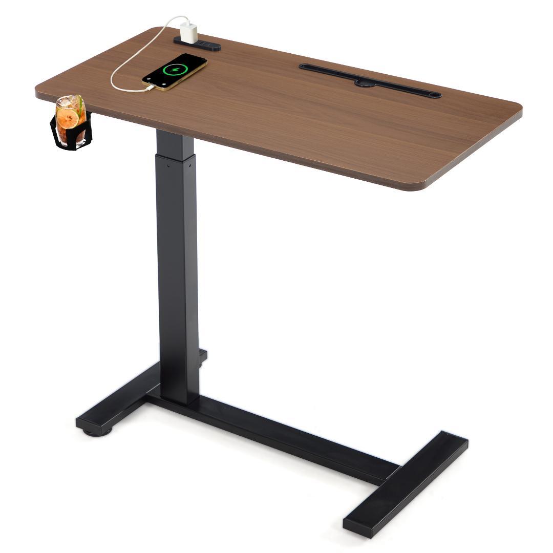 サイドテーブル ソファテーブル コンセント付き ipadホルダー 80x40cm