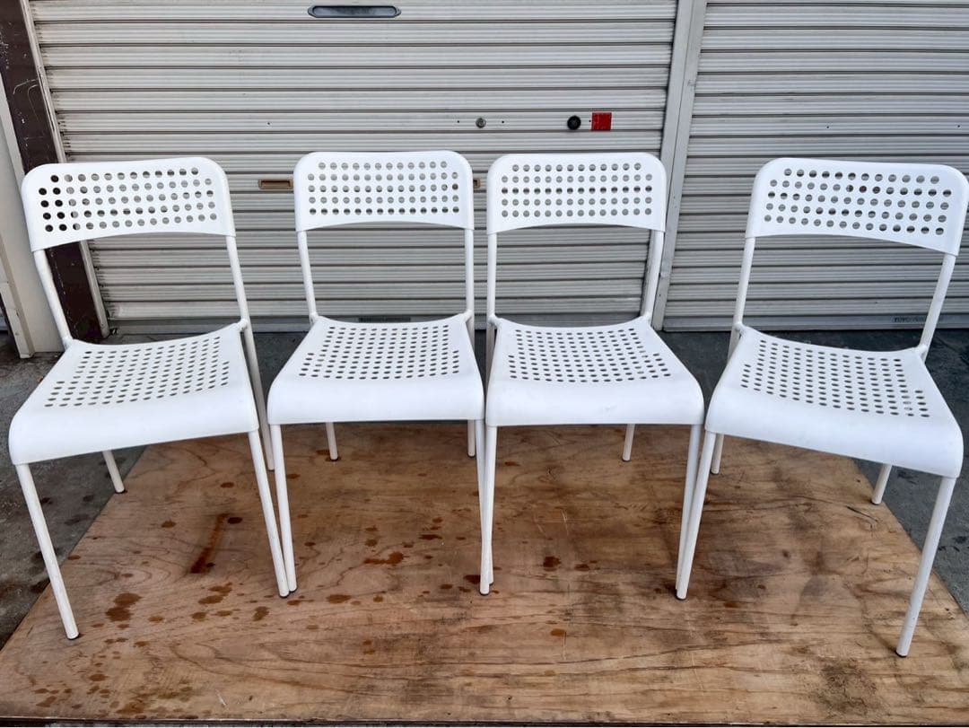 IKEA ADDE チェア 4脚セット ホワイト スタッキング 椅子