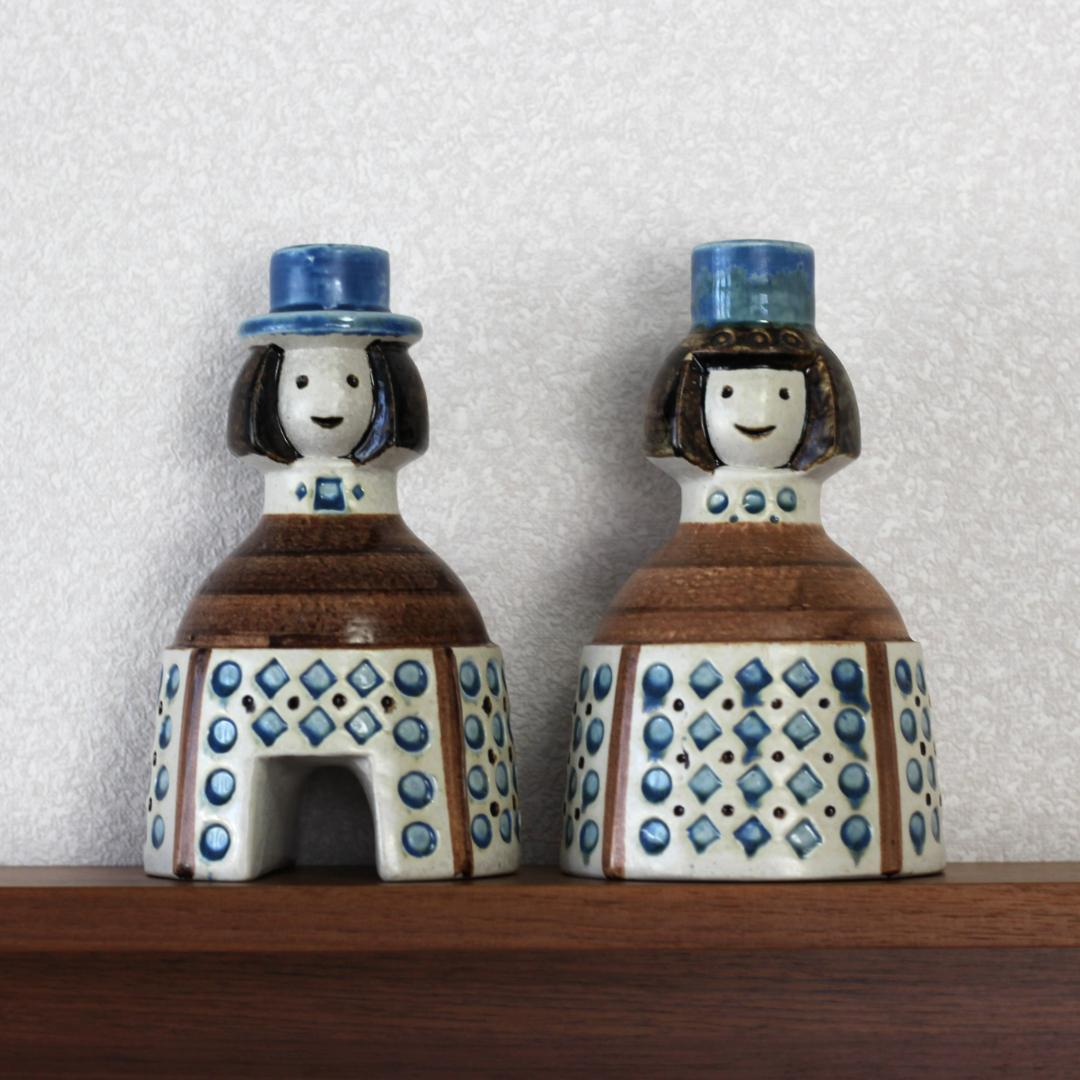 Gustavsberg　グスタフスベリ　陶器のキャンドルホルダー　新郎新婦　北欧