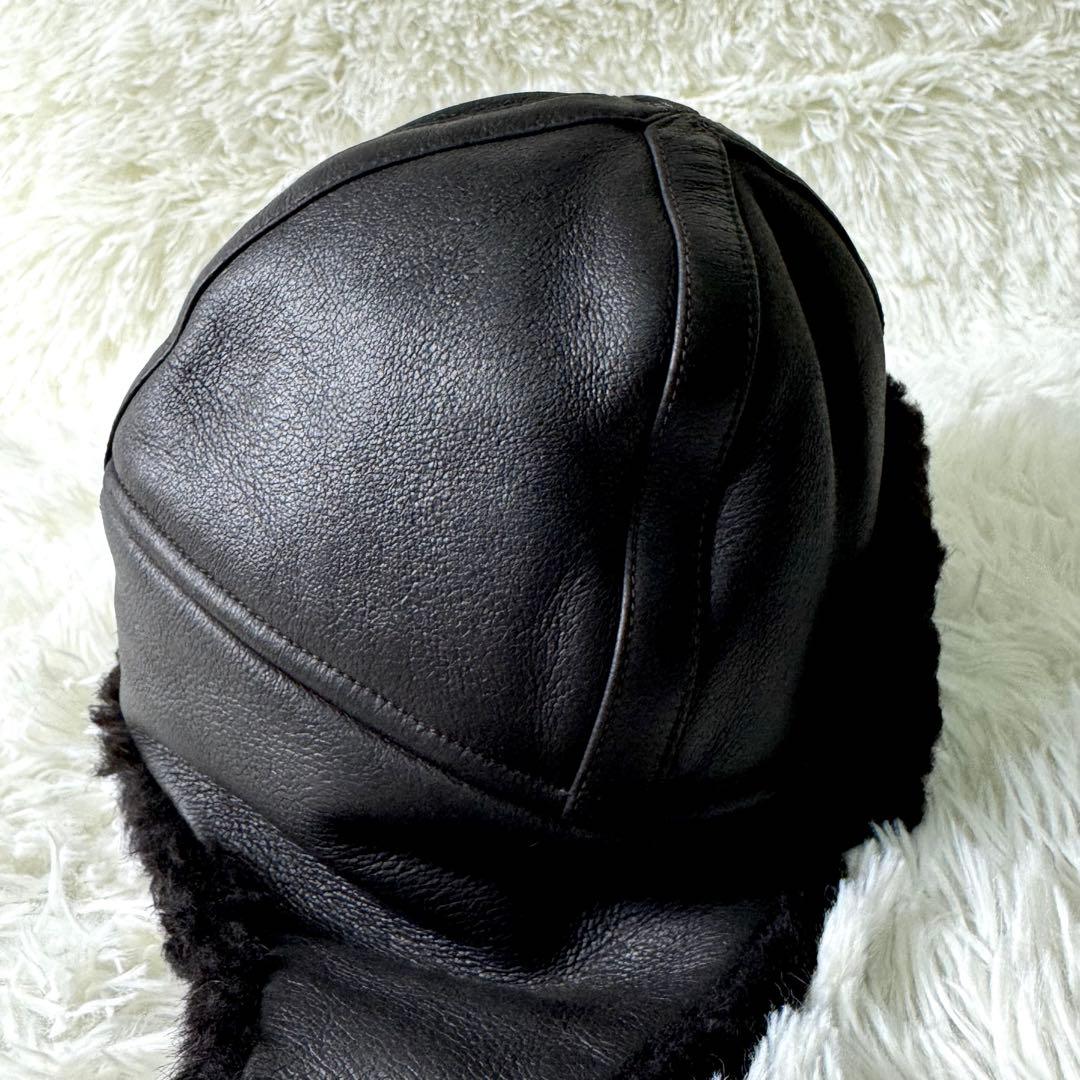 極美品/希少✨ルイヴィトン　ムートン　フライトキャップ　帽子　羊革　ブラウン　M