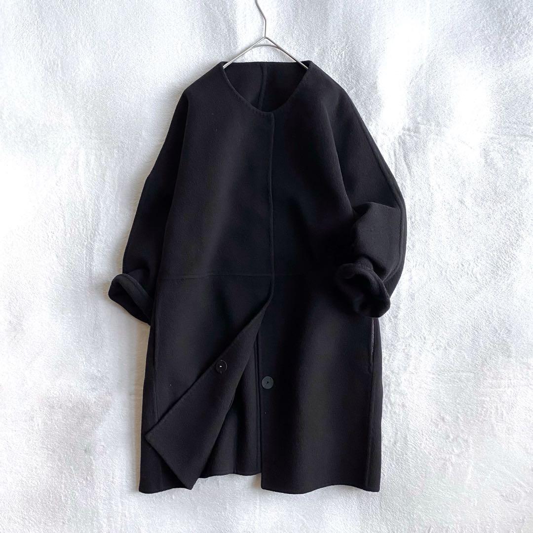 【美品✨】ドゥーズィエムクラス　Victorianリバーノーカラーコート　黒