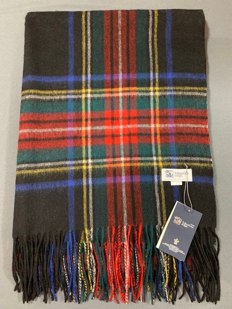 た*む様 未使用品 ジョンストンズ 大判 カシミヤ ストール　ブラックスチュワー