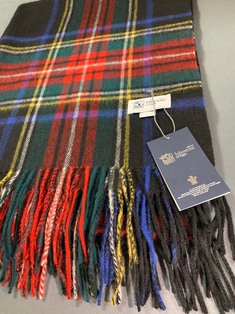 た*む様 未使用品 ジョンストンズ 大判 カシミヤ ストール　ブラックスチュワー