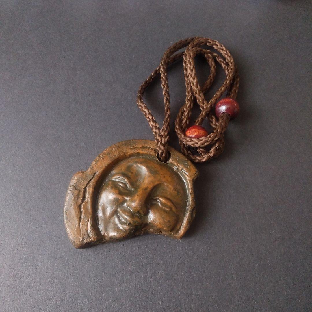 N089　彫刻　Vintage　necklace　陶板　在銘　リデアルブログ系