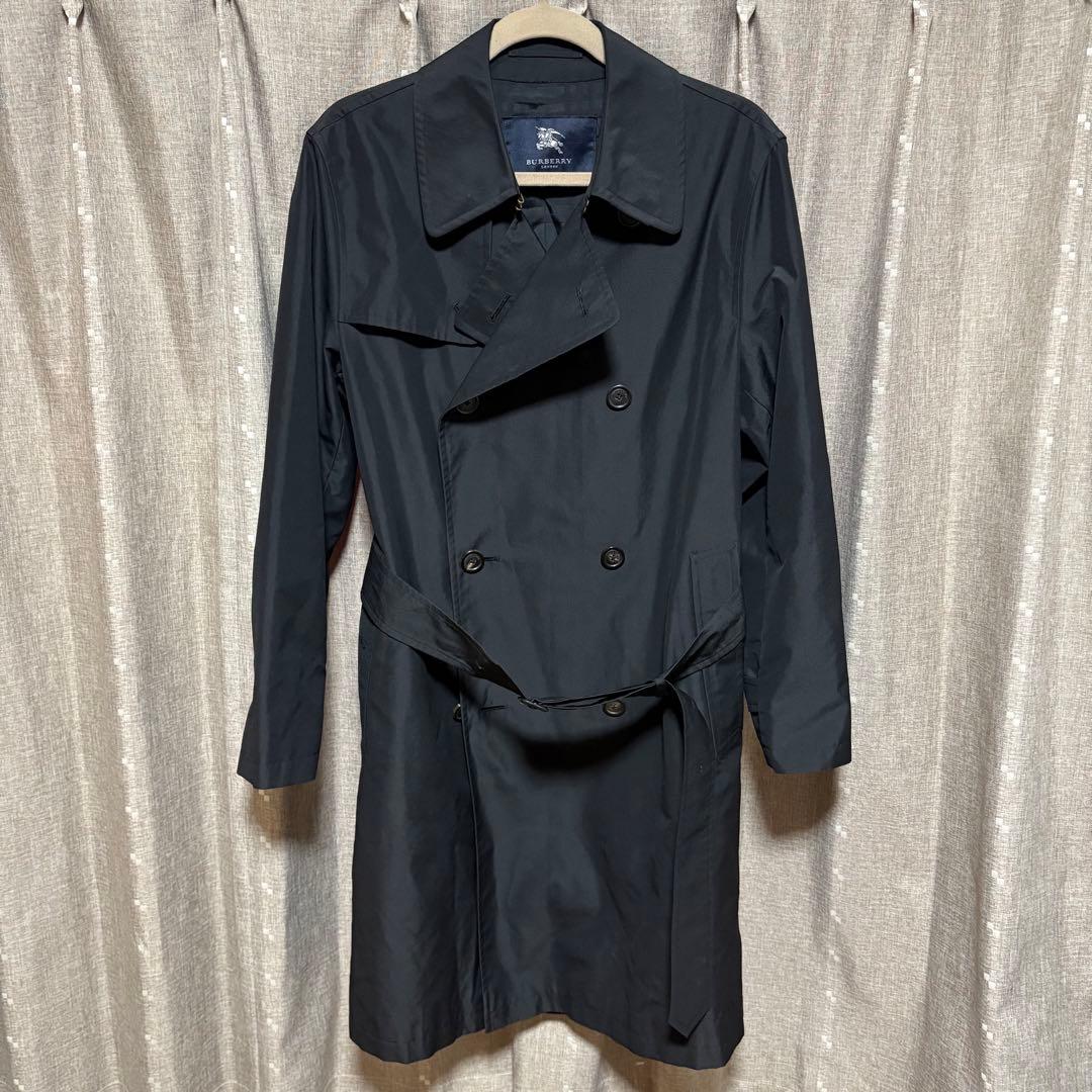 y082901 バーバリーロンドン　トレンチコート　ベルト　チェック　ブラック