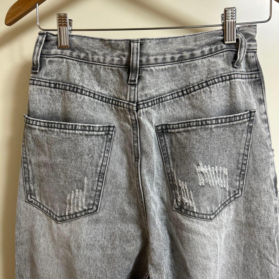 【MRMイエン】ハイライズタックワイドパンツ　ライトグレー３６