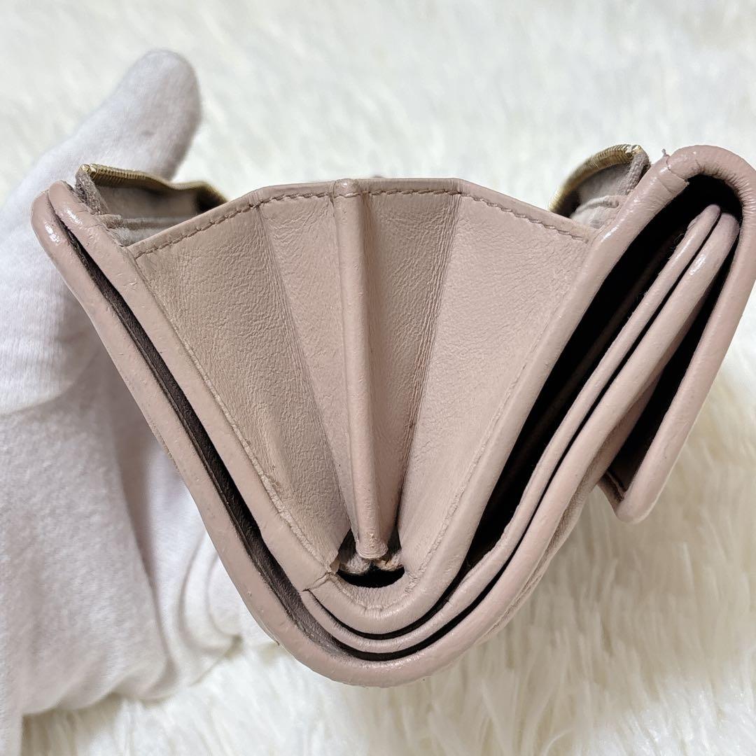 miumiu♡マテラッセ 折り財布 コンパクト ピンクベージュ