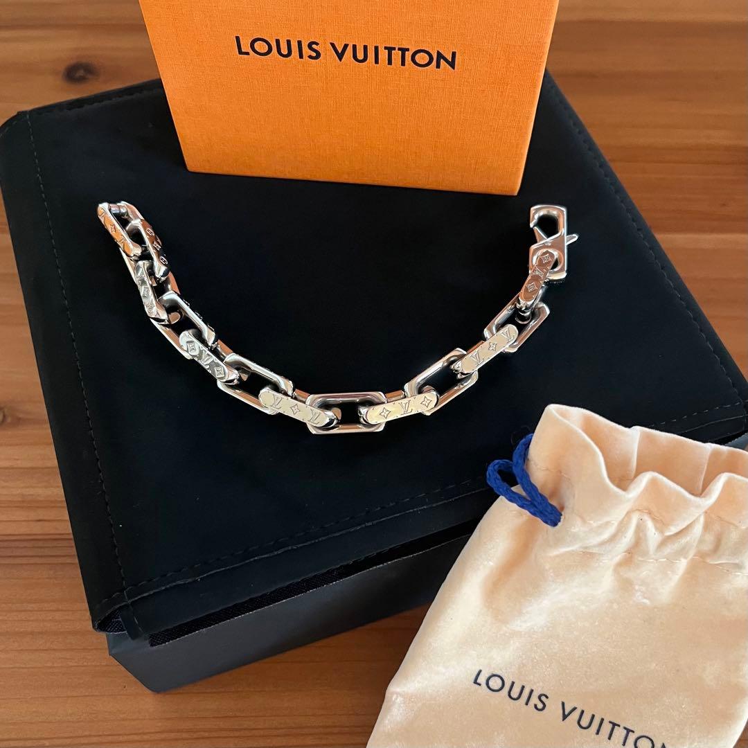 【正規品】ヴィトン ブレスレット コリエ チェーンモノグラム メタルシルバー