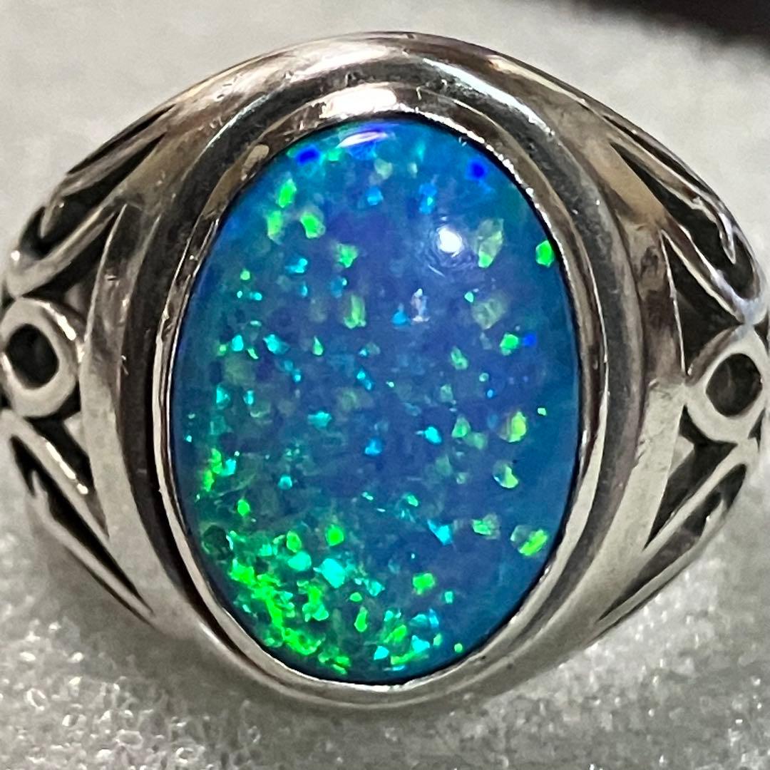 オパール SILVER 925 指輪 シルバーリング 17号