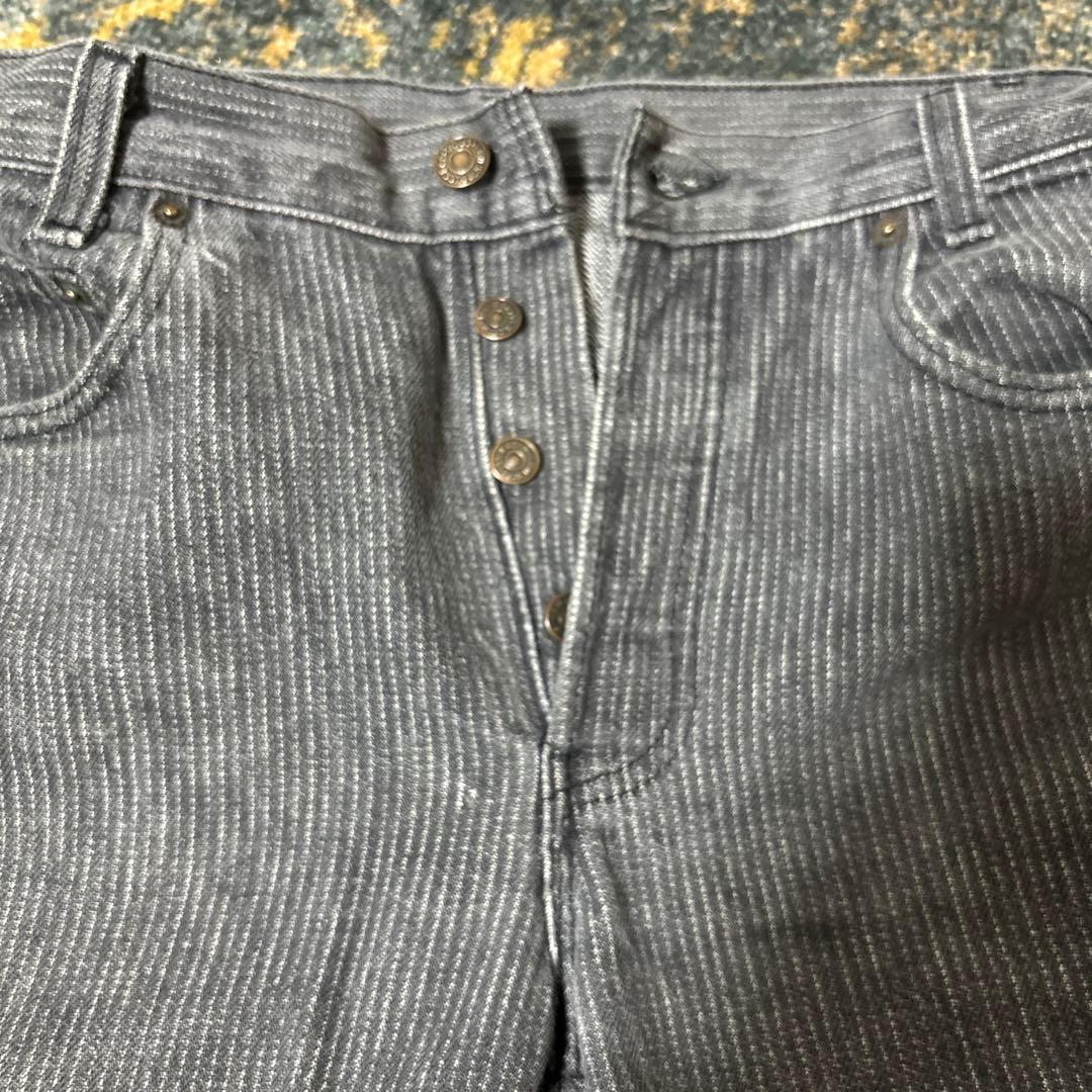 80s LEVI’S 701 ブラック先染め ストライプ デニム