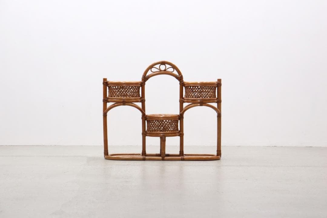 レトロ ラタン 籐 プランターラック 花台 植物 展示台 ヴィンテージ