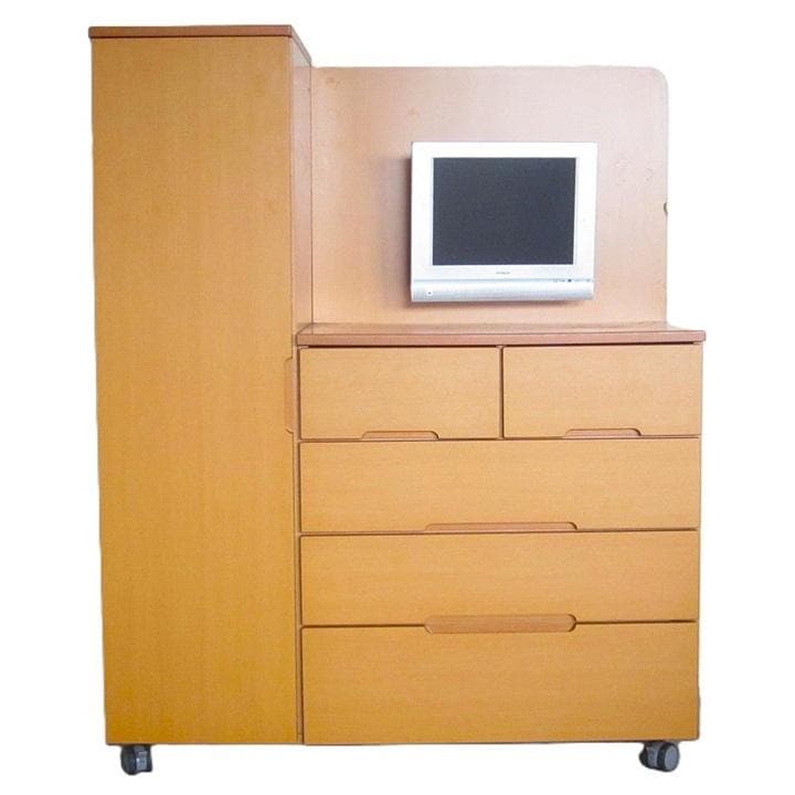 ナチュラルウッド ロッカーチェスト　キャスター付