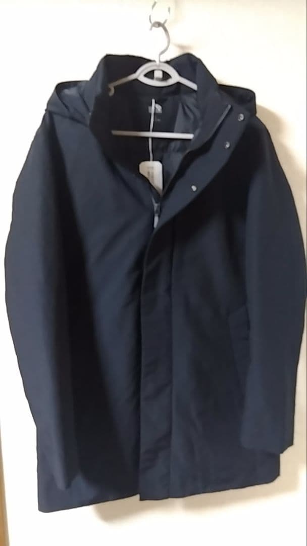 ユニクロ ハイブリッドダウンコート メンズ L ネイビー 通勤 新品