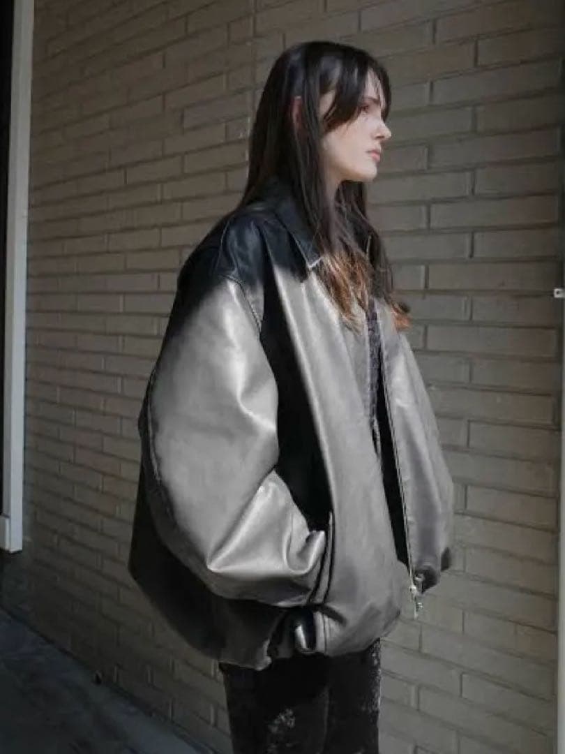 タグ付属　CLANE / FAKE LEATHER BALLOON JACKET
