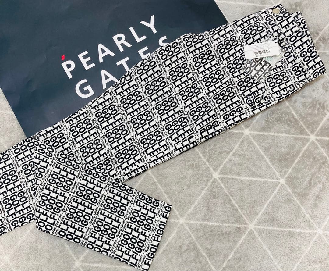 新品 パーリーゲイツ コットンストレッチカルゼ表ピーチ パンツ(4)サイズM/白