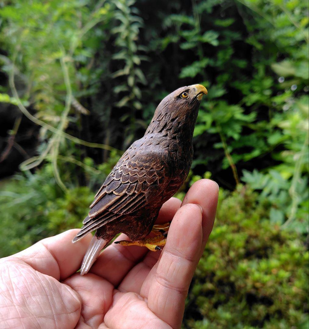小さなバードカービング オジロワシ 野鳥 木彫り