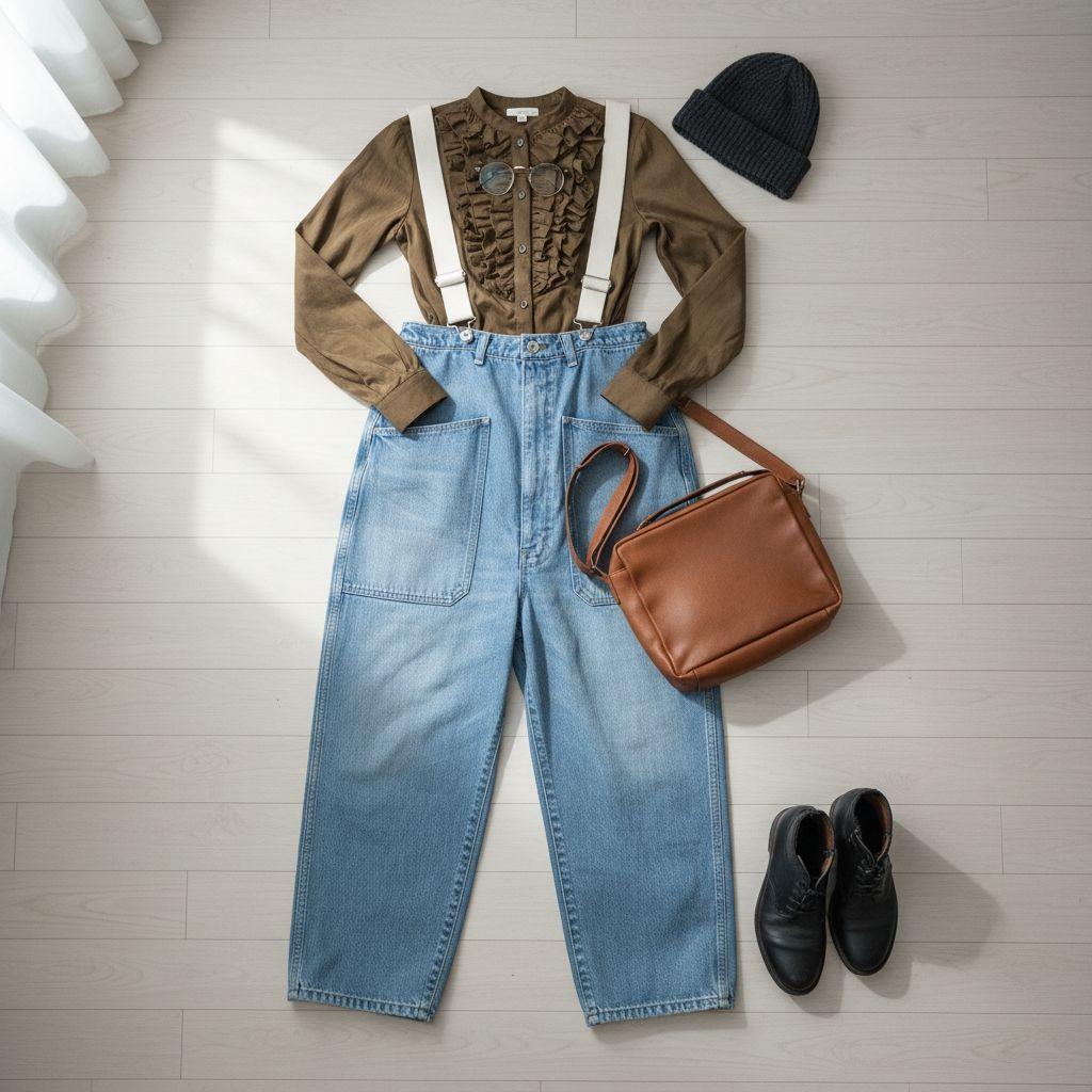 JOHNBULL　10.5オンス デニムオーバーサスペンダーパンツ　S