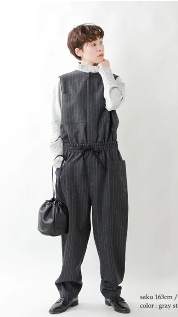 完売品 nicholson&nicholson ウールストライプオールインワン