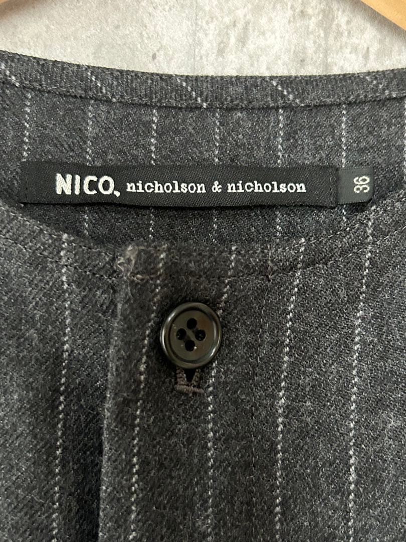 完売品 nicholson&nicholson ウールストライプオールインワン